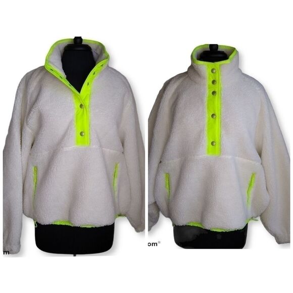 AEO Sherpa/Neon Sweatshirt/Jacket - Size Large - Picture 1 of 8